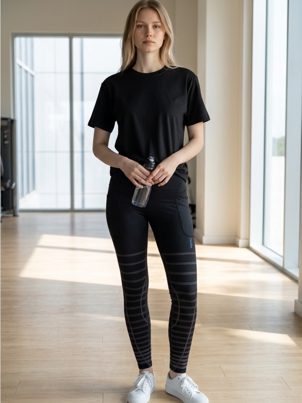 Fanka body sculpt leggings reversible wear compression tights black full length